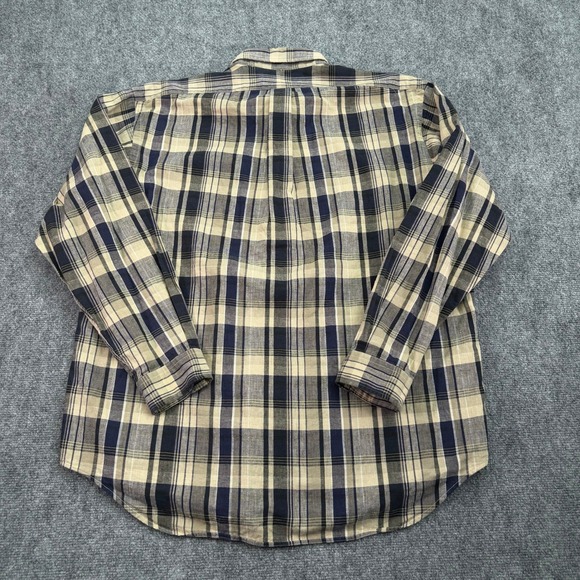Ralph Lauren Shirt Mens Large Plaid Blaire Cotton Linen Ramie Blend Button Down - Picture 6 of 7